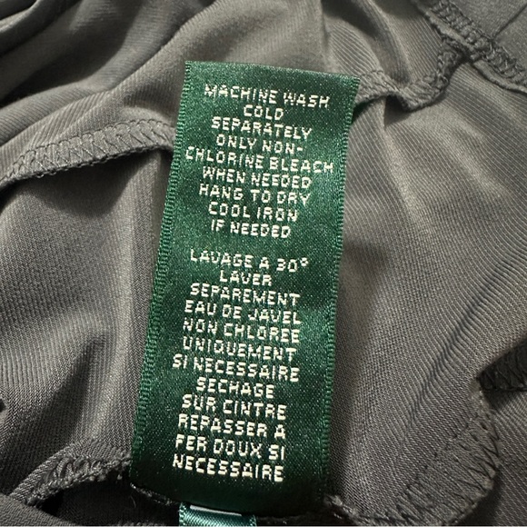 LRL Ralph Lauren Sheath Dress Size 2P Charcoal White Ruched Lined Jersey Stretch - Picture 14 of 16